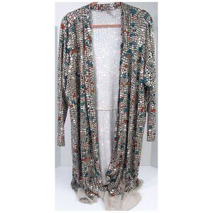 New Logo Lori Goldstein 3X Long Duster Cardigan Mosaic Abstract Wearable Art